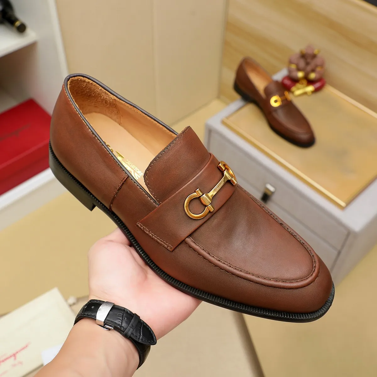 Men's shoes 💰440 Ferragamo [Ferragamo] top imported suit men's shoes 💯Original copy of the official website, product materials: selected imported embossed calfskin + luxury hardware buckle accessories ~ imported water-dyed cow 🐂 leather lining. Strong three-dimensional visual effect, original combination outsole, multiple colors available😘 Size: 39-44 (38.45.46. Customized)